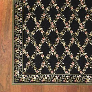 Floral Lattice Wool Area Rugs   Black, 8'6" x 11'6"   Frontgate  