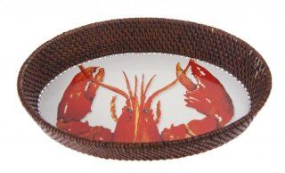 Beach House Nautical Dcor Serving Tray Rattan Lobster 11 inches by 7.75 inches by 2 inches Kitchen & Dining