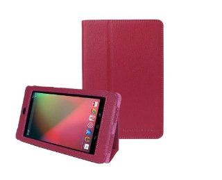 Worldshopping Google Nexus 7 Tablet Slim Fit PU Leather Skin Pouch Case Flip Cover with Stand   Magenta Computers & Accessories