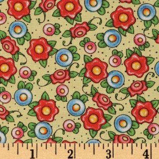 44'' Wide Tea Decadence Whimsical Flower Yellow Fabric By The Yard