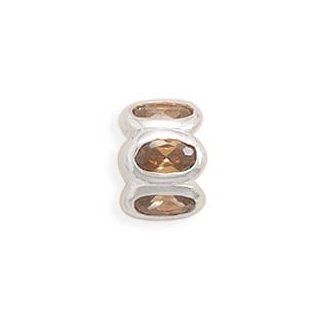 Sterling Silver Bead with Brown Oval CZs Vishal Jewelry Jewelry