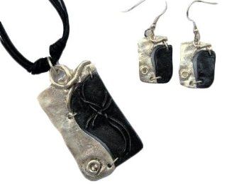 Pewter Necklace and Earring Set by Anju Art Jewelry (Zen (621)) Jewelry