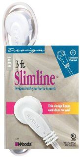 SlimLine 2235 Flat Plug Extension Cord, 2 Wire, White, 3 Foot    
