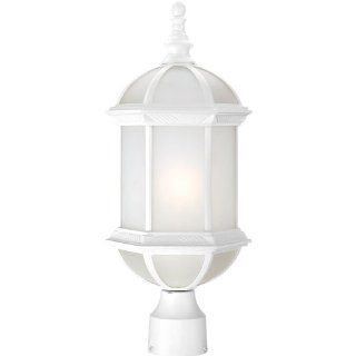 Nuvo Lighting 60/4994 Boxwood Energy Saving One Light Post Lantern Bulb Included Frosted Glass White Outdoor Fixture   Landscape Lanterns  