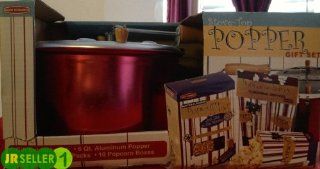 Back to Basics PC6RGP Stove Top Popcorn Popper Gift Set (Red) Stovetop Popcorn Poppers Kitchen & Dining