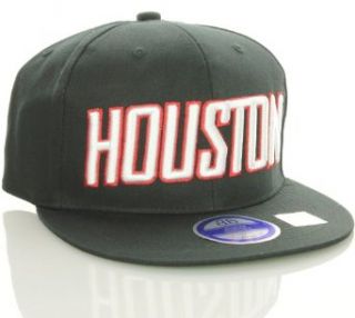 Houston Flat Bill Vintage Style Snapback Hat Cap Black at  Mens Clothing store