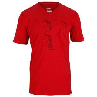 Nike Men's Roger Federer V Neck Tennis T Shirt Red Small Clothing