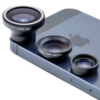 VicTsing Magnetic Detachable Fish Eye Lens Wide Angle Micro Lens 3 in 1 Kits Black for iphone 5 5C 5S 4S 4 3GS ipad mini ipad 4 3 2 Samsung Galaxy S4 S3 S2 Note 3 2 1 Sony Xperia L36h L36i HTC ONE Smartphones with flat camera Cell Phones & Accessories
