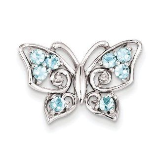 Sterling Silver Light Swiss Blue Topaz Diamond Pendant. Carat Wt  0.644ct Jewelry