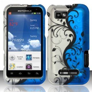 For Motorola Defy XT XT556 / XT557 (StraightTalk/US Cellular) Rubberized Design Cover   Blue Vines Cell Phones & Accessories
