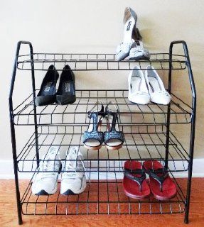 4 TIER STANDING SHOE RACK ORGANIZER   BLACK (HOLDS UP TO 12 PAIRS OF SHOES)   Storage And Organization Products