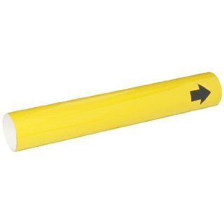 Brady 5603 II B 689 PVF Over Laminated Polyester, Black On Yellow Color High Performance Wrap Around Pipe Marker For 2 1/2"   7 7/8" Outside Pipe Diameter Industrial Pipe Markers