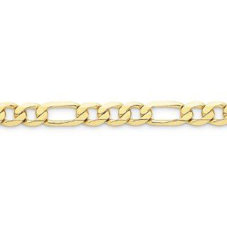 10k Yellow Gold 7in Light Figaro Chain Bracelet. Metal Wt  14.84g Link Bracelets Jewelry