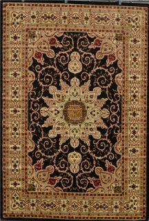 Burgundy Green Beige Black Beige 8x10 (7'10x10'6) Isfahan Area Rug Oriental Carpet Large New 653   Machine Made Rugs