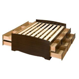 Queen 12 drawer Tall Platform Storage Bed Espresso Furniture & Decor