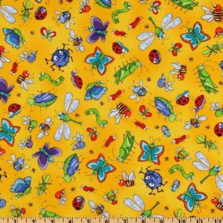 44'' Wide Timeless Treasures Bugs Yellow Fabric By The Yard