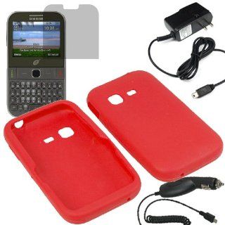 BW Silicone Sleeve Gel Cover Skin Case for Tracfone, Net 10, Straight Talk Samsung S390G+ LCD + Car + Home Charger  Red Cell Phones & Accessories