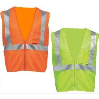 Boston Industrial High Visibility Surveyors Vest with Zipper and Pockets   Lime Green   Safety Vests  