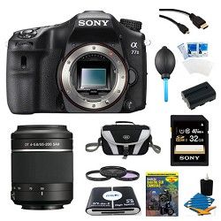 Sony a77II HD DSLR Camera, 32GB Card, and 55 200mm Lens Bundle