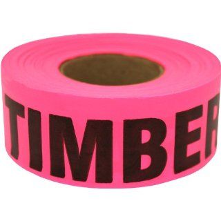 Presco CUARPGBK55 658 150' Length x 1 1/2" Width, PVC Film, Arctic PinkGlo Printed Roll Flagging, Legend "Timber Harvest Boundary" (Pack of 108) Safety Tape