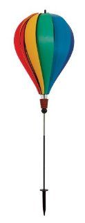 In the Breeze Rainbow Poly 10 Panel Hot Air Balloon Ground Spinner  Wind Sculptures  Patio, Lawn & Garden