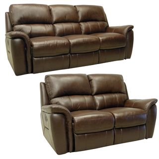 Porter Brown Italian Leather Reclining Sofa And Loveseat