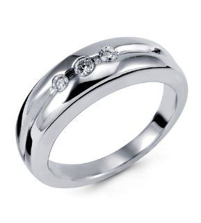 New 14k White Gold Triple Diamond Engagement Ring Band Jewelry
