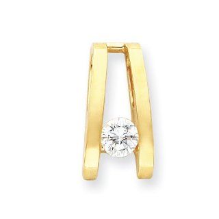 14k Yellow Gold Holds 6.5mm Stone, Slide Mounting Pendants Jewelry