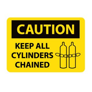 Nmc Osha Compliant Vinyl Caution Signs   14X10   Caution Keep All Cylinders Chained