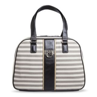 Bueno Striped Canvas Weekender Duffle Handbag   Gray