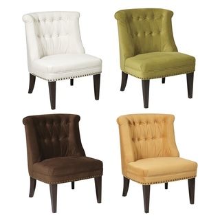 Ave Six Ventana Slipper Chair With Tufted Rolled Back In Velvet Upholstery