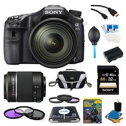 Sony a77II HD DSLR Camera with 16 50mm Lens, 32GB Card, and 55 200mm Lens Bundle