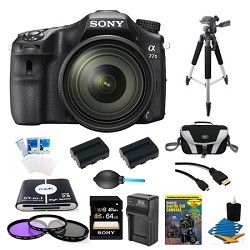 Sony a77II HD DSLR Camera with 16 50mm Lens, 64GB Card, and 2 Battery Bundle