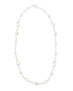 Sterling Silver Faux Pearl Link Necklace