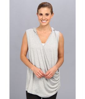 Pink Lotus Hooded Wrap Sleeveless Pullover Womens T Shirt (Gray)
