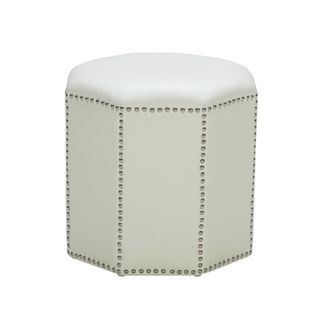 Baltec Octogonal Ivory Nail Head Ottoman