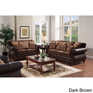 Furniture Of America Traditional Franchesca 2 piece Fabric leatherette Sleeper Sofa Set