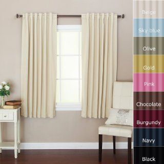 Solid Thermal Insulated Back Tap Blackout Curtain 52"W x 63"L, 1 Set, Beige   Window Treatment Curtains