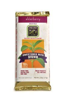 Coco Polo, Stevia Sweetened 70% Cocoa Dark Chocolate with Real Elderberry Fruit, All Natural, Non GMO, No Sugars Added, 2.5 Ounce Bars (Pack of 5)  Candy And Chocolate Bars  Grocery & Gourmet Food