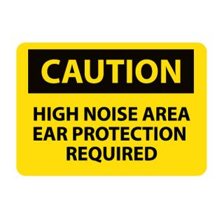 Nmc Osha Compliant Vinyl Caution Signs   14X10   Caution High Noise Area Ear Protection Required