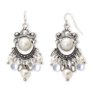 Aris by Treska Chandelier Earrings, White