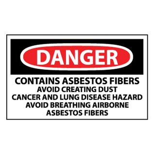 Nmc Hazardous Materials Label   Contains   Contains Asbestos Fibers Avoid Creating Dust Cancer And Lung Disease Hazard Avoid Breathing Airborne Asbestos Fiber (Paper Label)