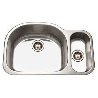 Houzer MG 3209SR 1 Medallion 32 by 21 Inch 80/20 Double Bowl Undermount Stainless Steel Sink, Right Side Prep Sink    