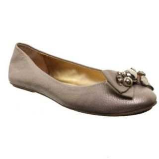 Coach Women's Lexi Pebbled Metallic Leather Flats in Warm Pewter Size 9.5 Shoes