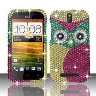 CELL PHONE CASE COVER BLING FOR HTC ONE SV (CRICKET/BOOST MOBILE)   STARRY OWL [In CellCostumes Retail Packaging] 