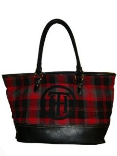 Tommy Hilfiger Women's Tote Handbag, Red Plaid/Black Clothing