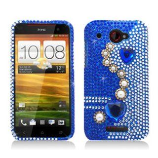 Aimo HTC6435PCLDI637 Dazzling Diamond Bling Case for HTC Droid DNA   Retail Packaging   Pearl Blue Cell Phones & Accessories