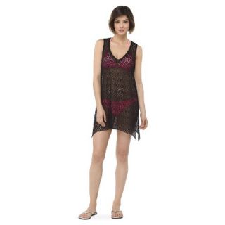 Womens Crochet Swim Coverup Dress  Black L