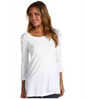 Red Dot Cotton Modal 3/4 Sleeve Top Womens Long Sleeve Pullover (White)