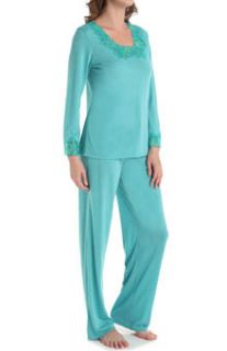 N by Natori Sleepwear VC6016 Congo with Lace Longsleeve Pajama Set